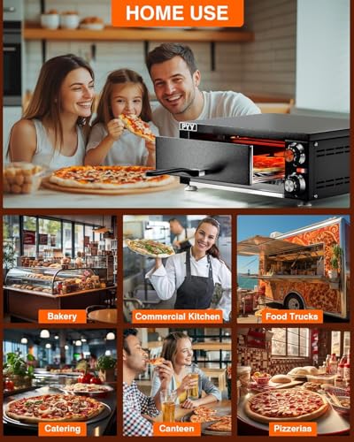 Commercial Electric Pizza Oven 12 in 1100W Sealed Stainless Steel Countertop Pizza Maker with Timer for Restaurant