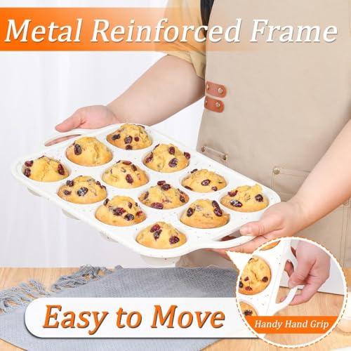 Silicone Muffin Pan for Baking with Metal Reinforced Frame