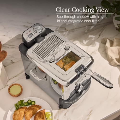 Electric Deep Fryer with Basket and Lid