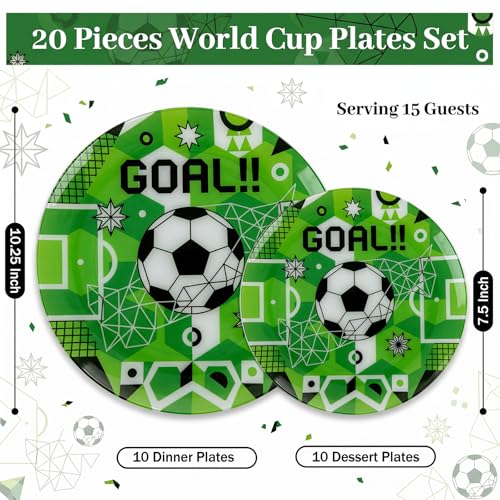20 Green Plastic Soccer Plates