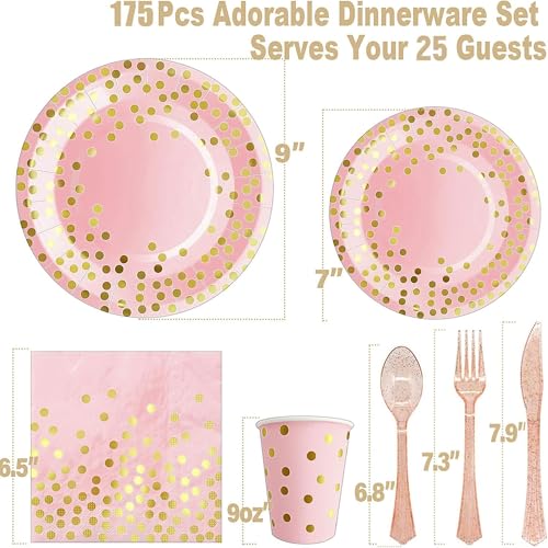 Pink Gold Paper Plates (25 Count)