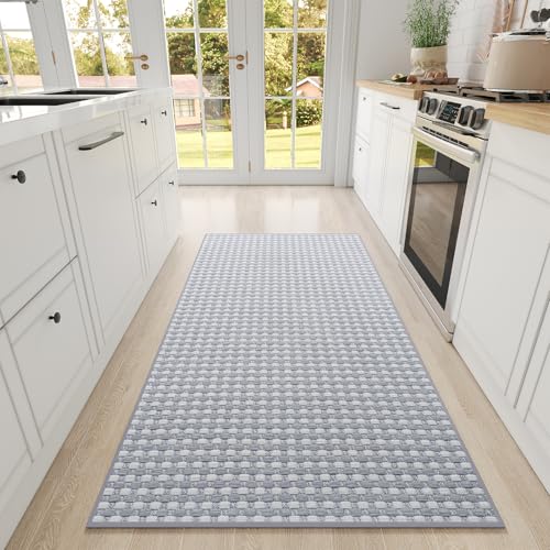 Long Kitchen Runner Rugs Kitchen Mat Non Slip Washable Gray 36"x71" (17.605 Sq Ft)