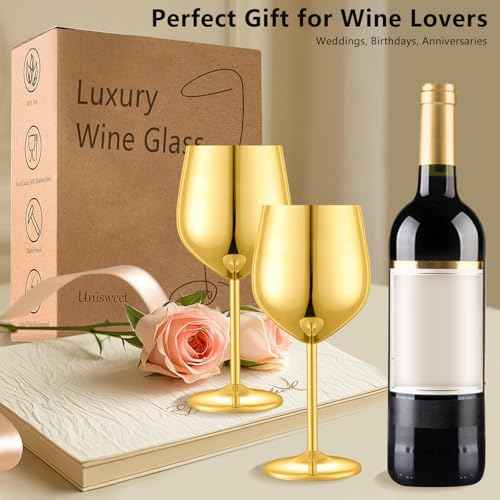 Stainless Steel Wine Glasses Set of 6 with 1 Corkscrew (6 Count)