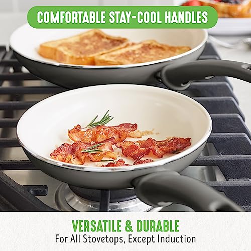 Soft Grip Healthy Ceramic Nonstick 18 Piece Kitchen Cookware Pots and Frying Sauce Saute Pans Set