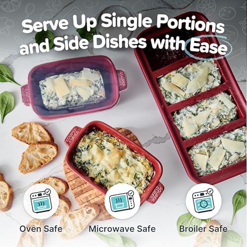 Stoneware Small Ceramic 5" x 3" Baking Dish with Silicone Covers