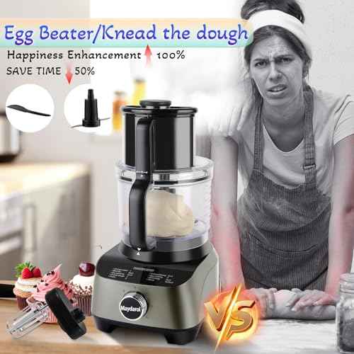 11-in-1 Food Processor and Blender Combo, 14 Cup Food Processor with Large Chute, 51 oz for Smoothies & Ice, for Chopping, Grinding, Slicing, Shredding, Purees & Dough, Dishwasher Safe