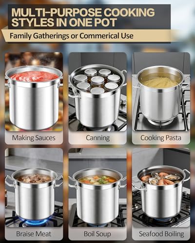 Stainless Steel 20 Quart Stockpot with Tempered Glass Lid