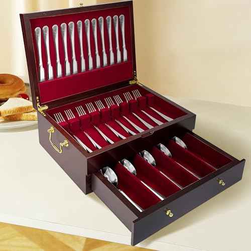 Silverware Storage Box Solid Wood with Lid