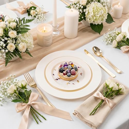 102 Pcs Ivory Plastic Plates (102 Count)