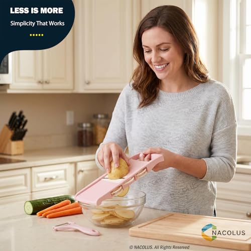 Mandoline Slicer for Kitchen Slicer Vegetable Cutter 5 In 1 Veggie Slicer Potato Slicer waffle fry cutter Hot Swap Mandolin with Peeler for Vegetables Carrot Shredder Cucumber Slicer
