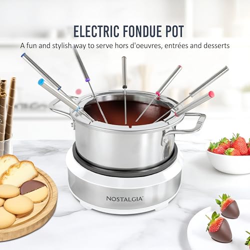 8 Cup Electric Fondue Pot Set for Cheese & Chocolate