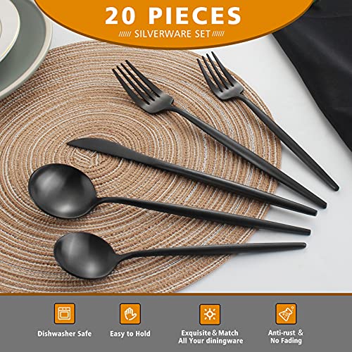 Matte Black Silverware Set (4 Count)