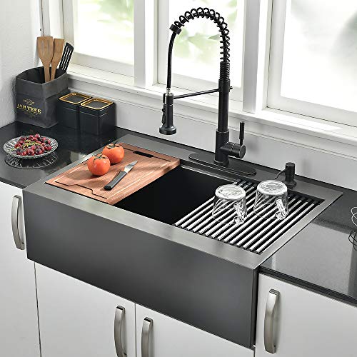 30 Inch Black Farmhouse Kitchen Sink Drop In