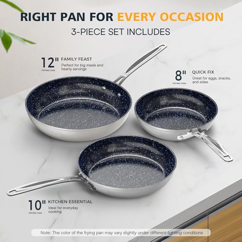 3-Piece 8”, 10”, 12” Forged Lightweight Frying Pan Set