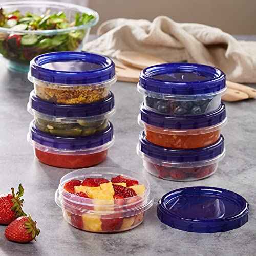 12 Pack Twist Cap Food Storage Containers with Blue Screw on Lid
