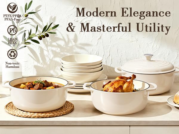 6QT Enameled Cast Iron Dutch Oven with Lid