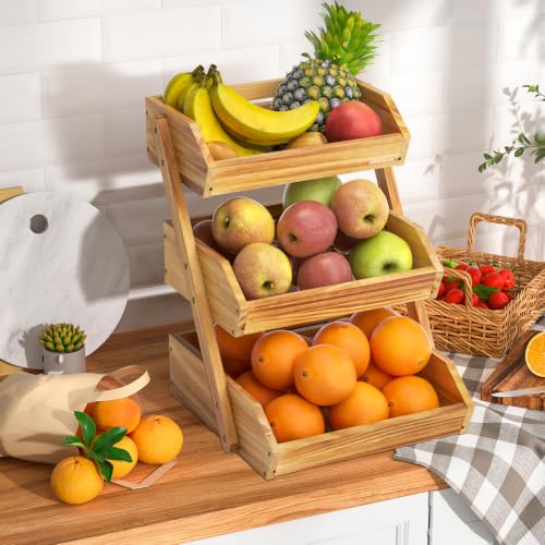 Wooden 3 Tier Fruit Basket
