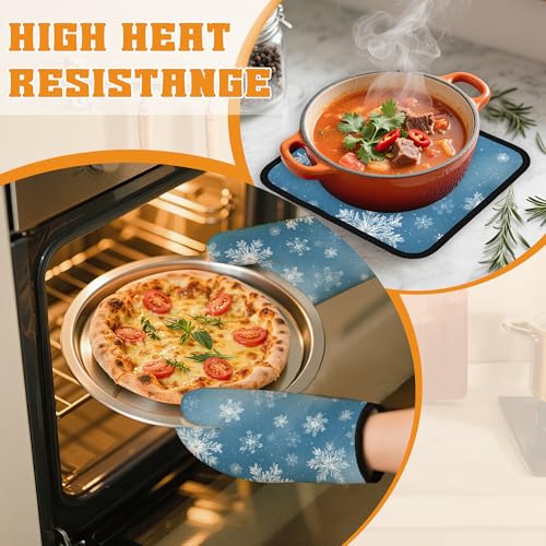 Snowflakes Oven Mitts and Pot Holders (4 Count)