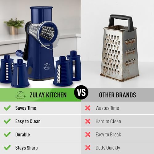 Rotary Cheese Grater Manual Hand Crank 5 Blade Shredder