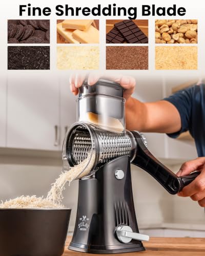 Rotary Cheese Grater Manual Hand Crank 5 Blade Shredder