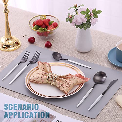 Matte Black White Silverware Set for 4 (20 Count)