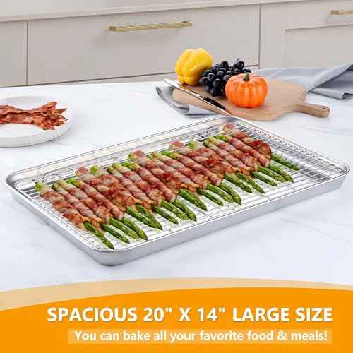 20x14 Inch XL Stainless Steel Baking Sheet with Cooling Rack Set (10 Count)