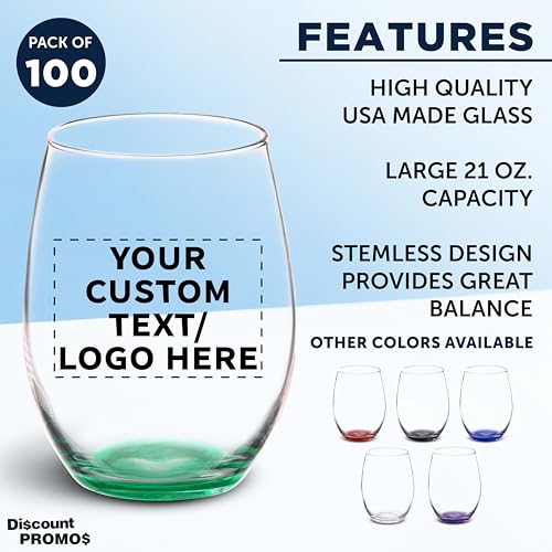 100 ARC Stemless Wine Glasses Set (100 Count)