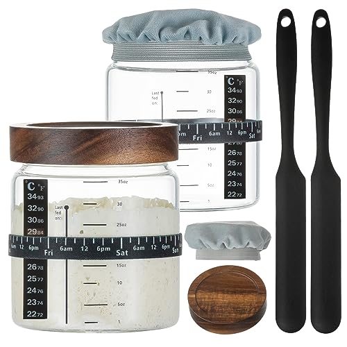Sourdough Starter Jar 2Pack 35OZ with Ounce Scale Line