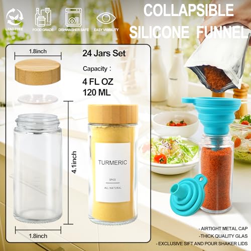 Glass Spice Jars with 398 Labels (24 Count)