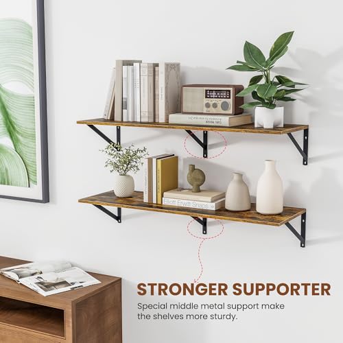 36W x 12D Deep Floating Shelves Set of 2 Rustic Brown