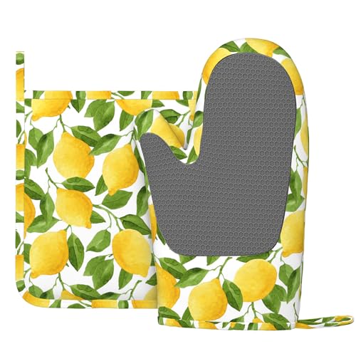 Lemon Oven Mitts and Pot Holders Sets of 4
