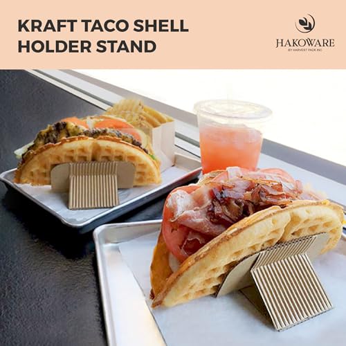 Disposable Kraft Paper Taco Holder Stand Food Tray Plates for Tacos & Pita (200 Count)