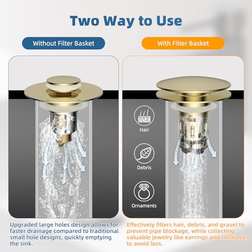 Upgraded 3 in 1 Bathroom Sink Drain Strainer