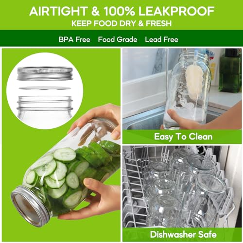 64oz Glass Wide Mouth Mason Jars (3 Count)