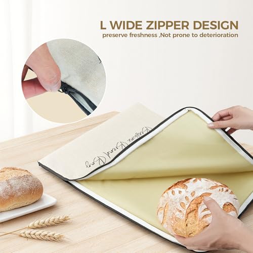 2 Packs Wide Zipper Access Beeswax Bread Bags for Homemade Bread (2 Count)