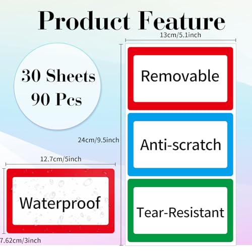 Removable Colored Labels Stickers