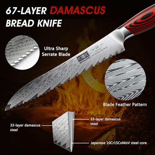 8" Damascus Bread Knife
