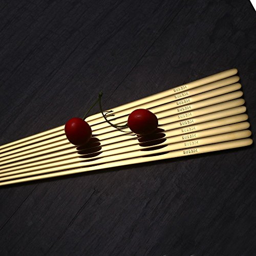 5 Pairs Gold Flat Chopsticks
