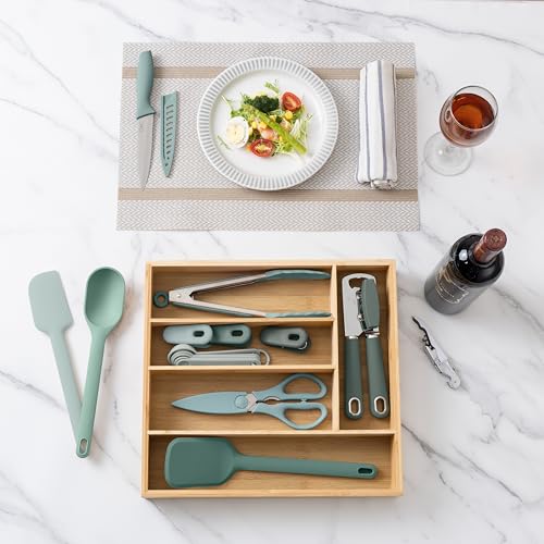 Bamboo Kitchen Utensil Set with Drawer Organizer