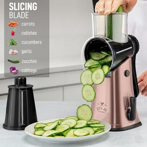 Rotary Cheese Grater Manual Hand Crank 5 Blade Shredder