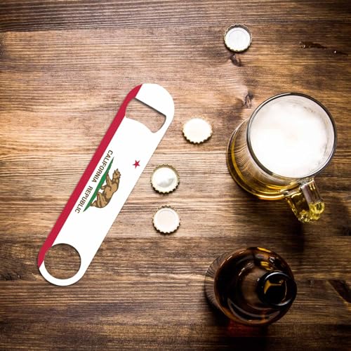 State of California Flag Stainless Steel Bottle Opener Bear National Star Insignia Landmark Flat Beer Bottle Opener Keychain for Home Kitchen Bar Restaurant Party Birthday Gift