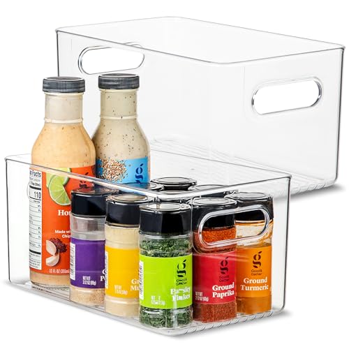 Plastic Food Storage 2 Pack Clear Container Bin with Handles for Organizing Kitchen (2 Count)