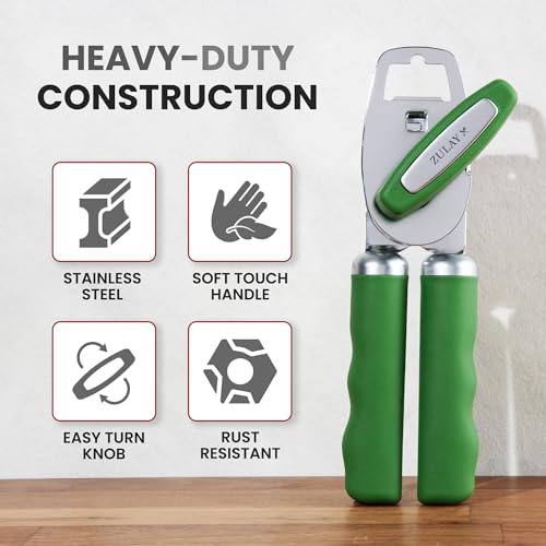 Heavy Duty Stainless Steel Can Opener Manual with Bottle Opener