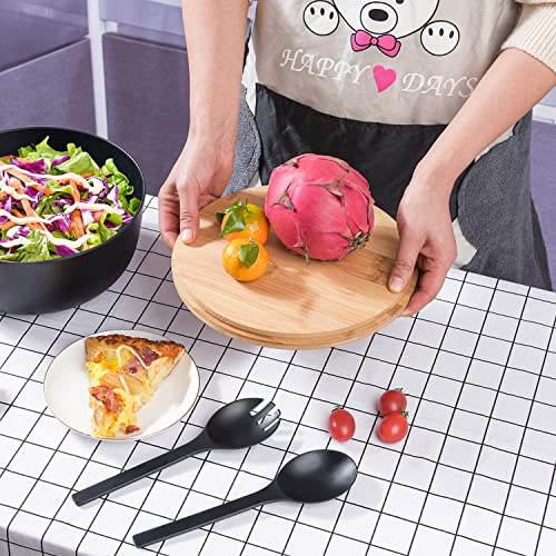 Bamboo Fiber Salad Bowl with Servers Set Large 9.8 inches Nature Bamboo Mixing Bowl with Servers with Lid Spoon and Fork for Fruits