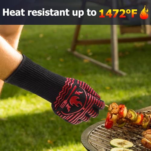 BBQ Gloves 1472°F Extreme Heat Resistant Grill Gloves