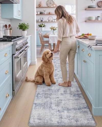 Kitchen Floor Mats Cushioned Anti Fatigue Runner Rug 23x107 Blue
