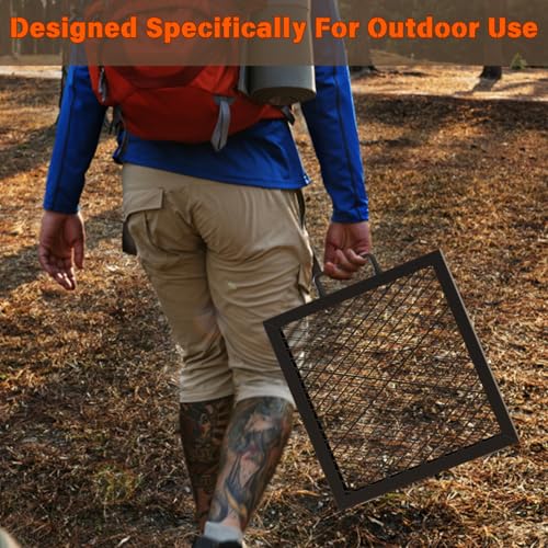 Foldable Rectangular Heavy‑Duty Steel Fire Pit Cooking Grate