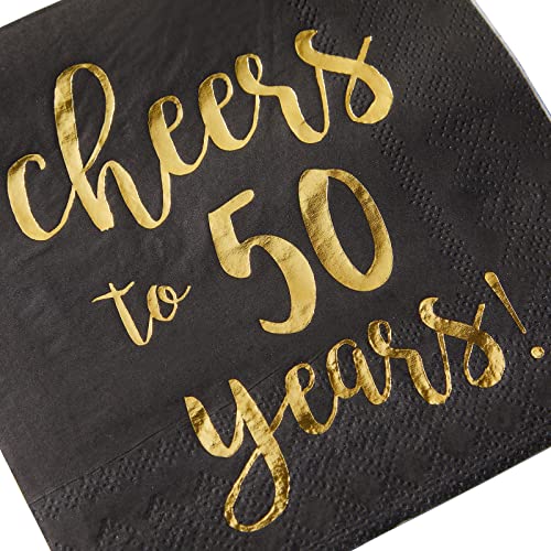 50 Pack Cheers to 50 Years Printed Cocktail Napkins for 50th Birthday and Anniversary (50 Count)