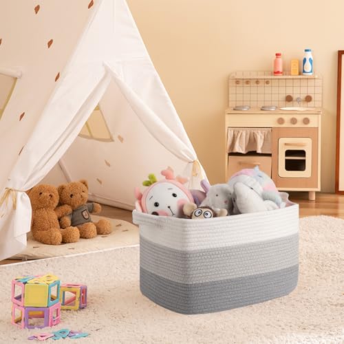 30L Storage Basket Large Blanket Basket Living Room Gray 3