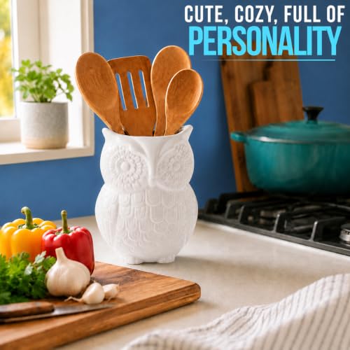 White Owl Utensil Holder